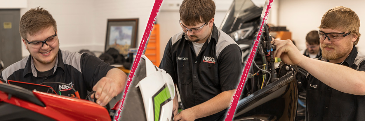 photos of students working on recreational vehicles